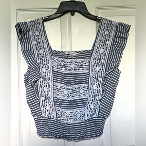 Light blue striped crop top, American Eagle Outfitters size XS, pre-owned